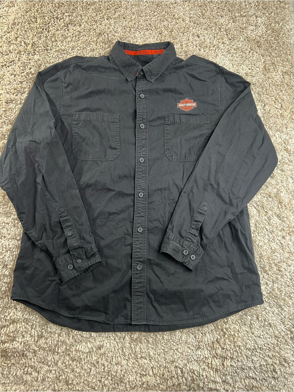 Harley-Davidson Black Long Sleeve Button-Down embroidered shirt 2XL